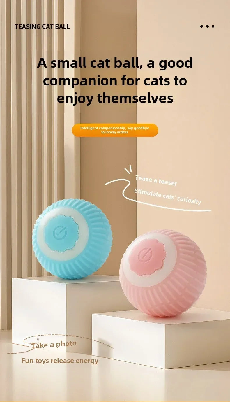 Automatic Rolling Cat Ball Toy with Rechargeable Faux Tail - Smarsty