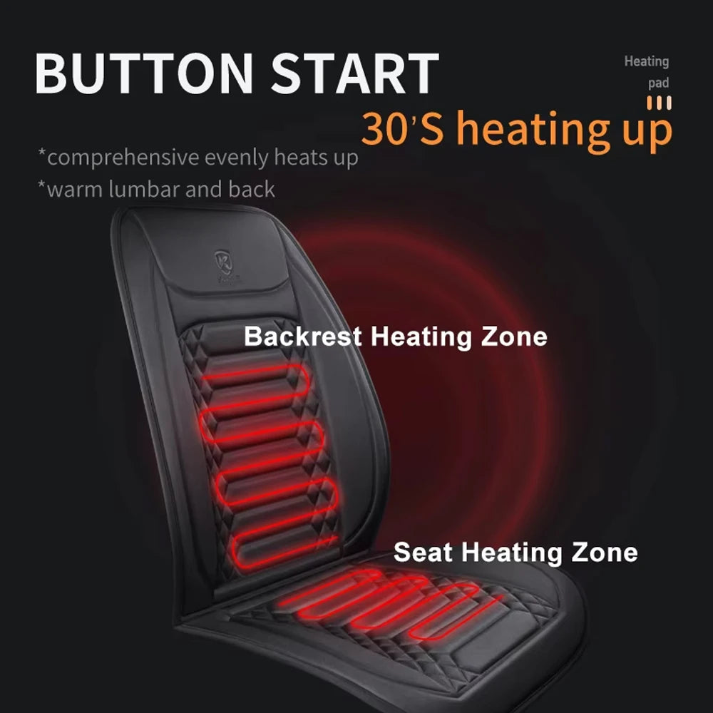 Heated Car Seat Cover 12V Warmth Pad For Winter Comfort - Smarsty