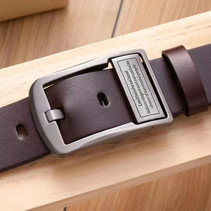 Leather Cowhide Men’s Belt Metal Alloy Pin Buckle - Smarsty