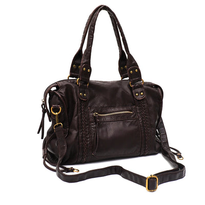 PU Leather Tote Bag With Zip Pockets Crossbody For Travel - Smarsty