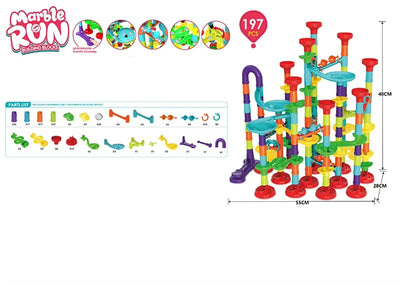 Marble Run Race Track Building Blocks Kids 3D Maze Ball Roll Toy DIY Marble Run Race Coaster Set 80/105/109/133pc Christmas Gift - Smarsty