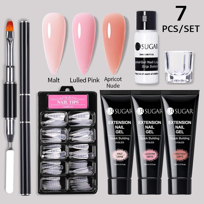 Nude Glitter Gel Nail Polish Kit for Long-Lasting Manicure - Smarsty