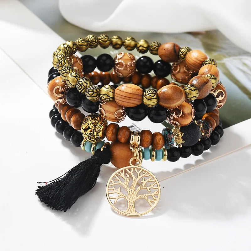Bohemian Tree of Life Beaded Bracelet Set for Women - Smarsty