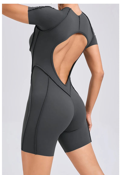 Short Jumpsuit Gym Clothes For Women Sportswear Fitness Overalls Backless Scrunch Booty Yoga Suit Sports Set Outfit - Smarsty