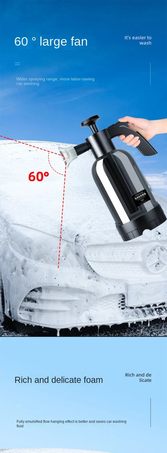 2L Hand Pump Foam Sprayer with 3 Types of Nozzle Hand Pneumatic Foam Cannon Snow Foam Car Wash Spray Bottle Car Window Cleaning - Smarsty