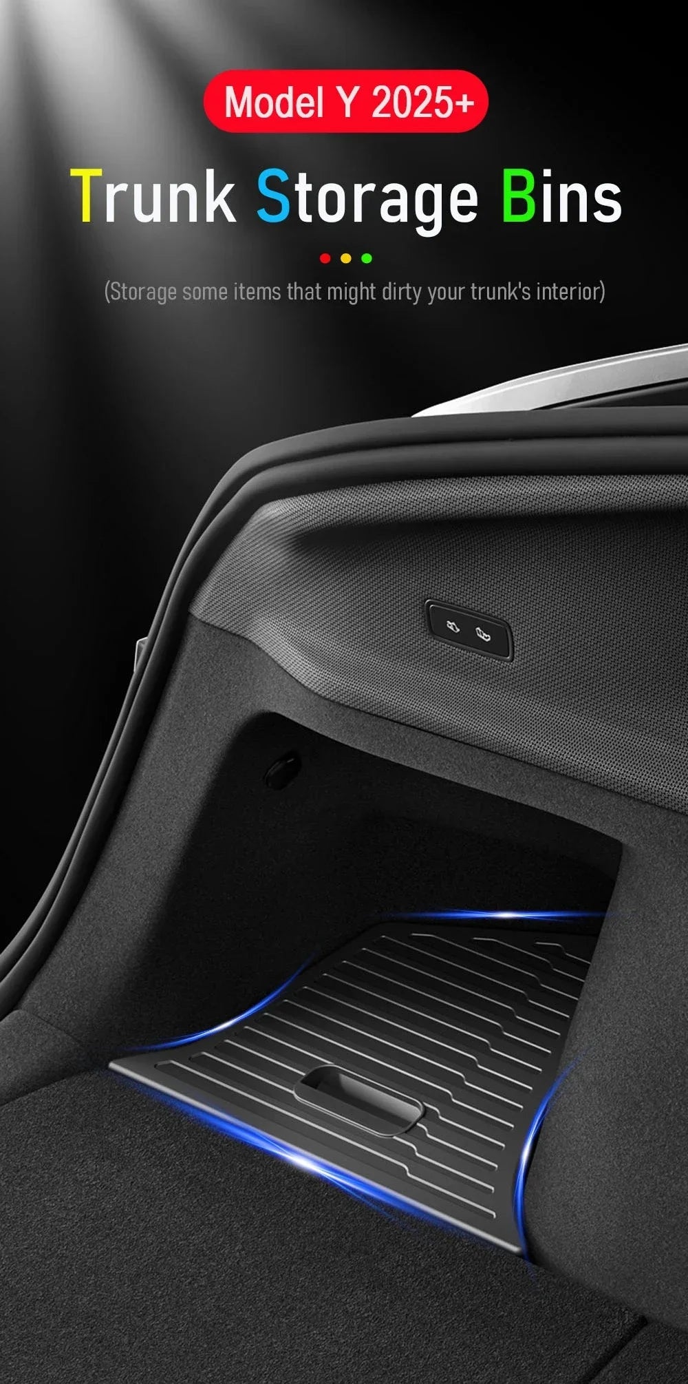 For Tesla Model Y Juniper Trunk Organizer Side Storage Box Boot Organizer Flocked TPE Mat Anti-dirty 2025 Car Travel Accessories