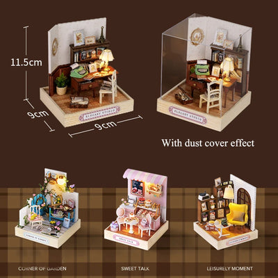 Wooden Mini Miniature Doll House DIY Small House Kit 3D Puzzle Building Assembly House Furniture Toy Children's Birthday Gifts by Smarsty