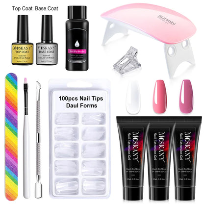 Poly Nail Gel Set With 6W LED Lamp For Beginners - Smarsty