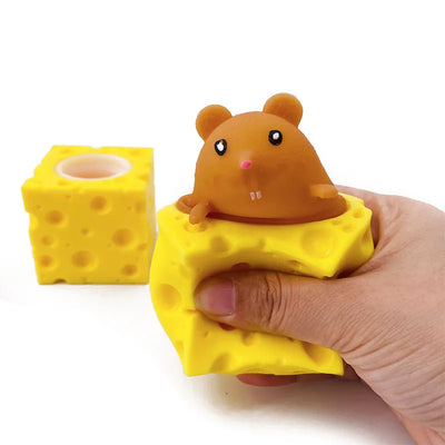 Stress-relieving Pet Cheese Mouse Cheese Pinch Fun Stress Ball Vent Squirrel Cup Prank Toy Fidget Toys - Smarsty
