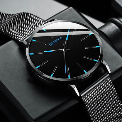 Ultra Thin Men's Quartz Watch with Steel Mesh Band - Smarsty