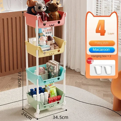 Storage Trolley Bookshelf Snack Rack For Children Storage Organizer Bathroom Accessories Closet Organizer Toy Kitchen Storage by Smarsty