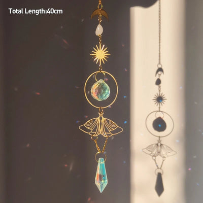 Golden Butterfly Crystal Pendant Suncatcher Wind Chimes - Smarsty