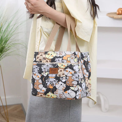 Insulated Cartoon Print Lunch Bag Large Capacity Everyday - Smarsty