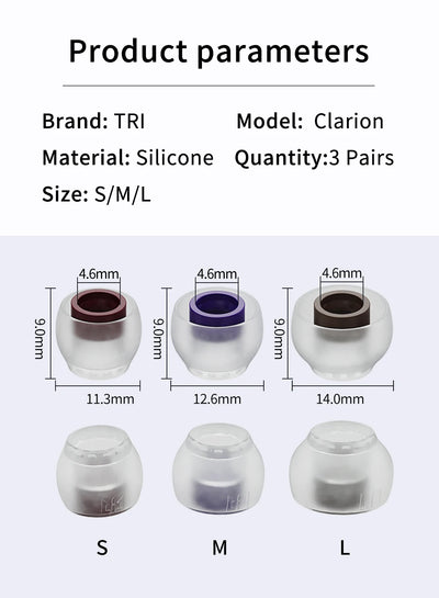 TRI Clarion Silicone Earphone Eartips for Comfort Fit - Smarsty