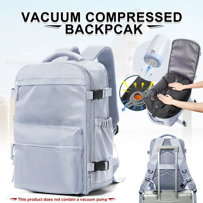 Fashion College Backpack Men Vacuum Compression Backpack, Women Men 15.6in Laptop Backpack Expand Hiking Vacuum Travel Backpack - Smarsty
