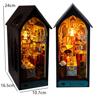 DIY Book Nook Kit 3D Miniature Wooden Doll House Photo Frame Ornament Bookshelf Insert Retro Booknook Decor For Birthday Gifts by Smarsty
