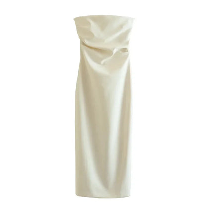 ASDS 2024 off shoulder black white long dress women bodycon beige midi dress woman summer backless sexy party dresses - Smarsty