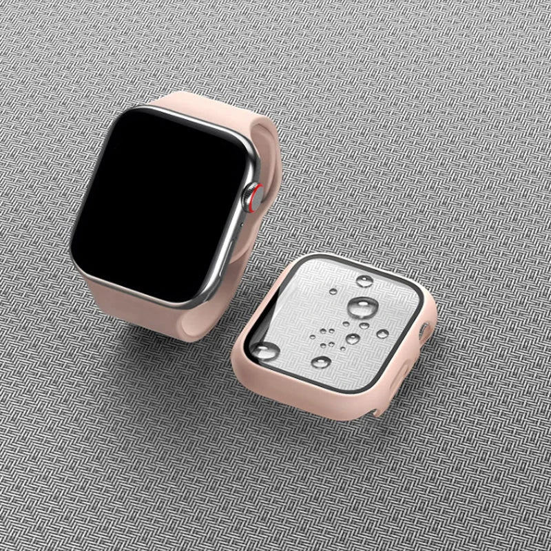 Tempered Glass+Case For Apple Watch 38mm 40mm 41mm 42mm 44mm 45mm 46mm Screen Protector Protective Cover iWatch 10 8 7 9 6 SE 5 - Smarsty