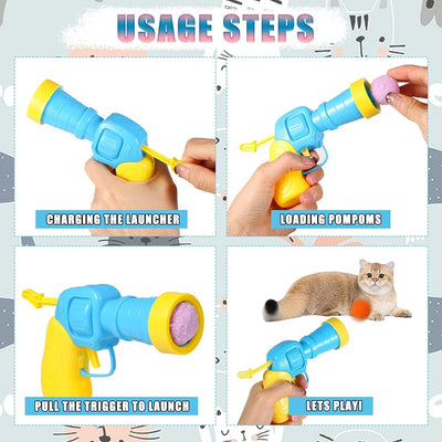 Interactive Cat Toy Shooting Gun with Plush Balls - Smarsty