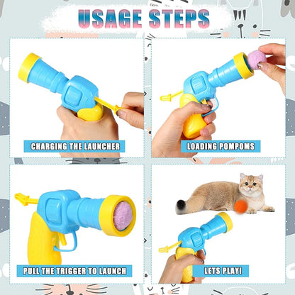 Interactive Cat Toy Shooting Gun with Plush Balls - Smarsty