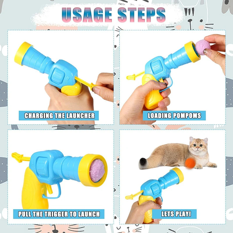 Interactive Cat Toy Shooting Gun with Plush Balls - Smarsty