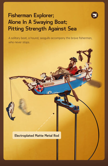 Robotime Rokr Gravity Swing Model Building Kit 3D Wooden Puzzle kit Sky Captain kit Ocean Fisher kit Best Gifts for Adults Teens