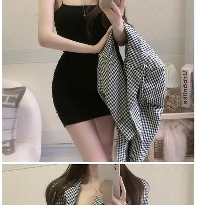 Elegant Solid Sling Sleeveless Type A Sheath Mini Short Dresses Summer New Sexy Slim Slimming Arm Covering Dresses - Smarsty