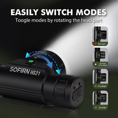 Sofirn HS21 2000lm EDC Headlamp 18650 USB C Rechargeable Flashlight SFT40 Powerful Headlight With Infrared Switch by Smarsty