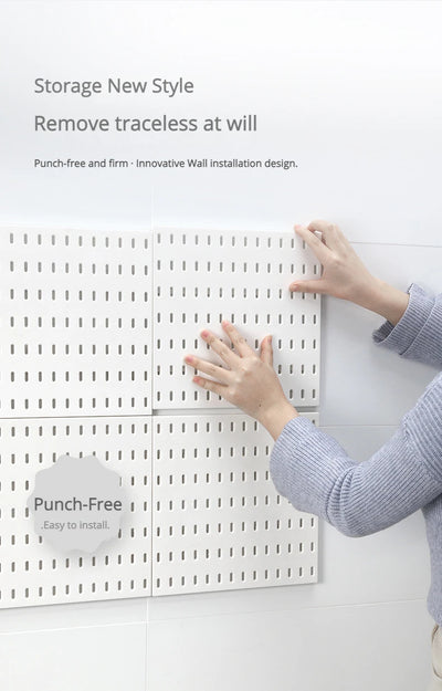 New DIY Pegboard Accessories Hanging Shelf Storage Hooks Wall Organizer No Punching Crafts Organization For Garage Kitchen Room by Smarsty