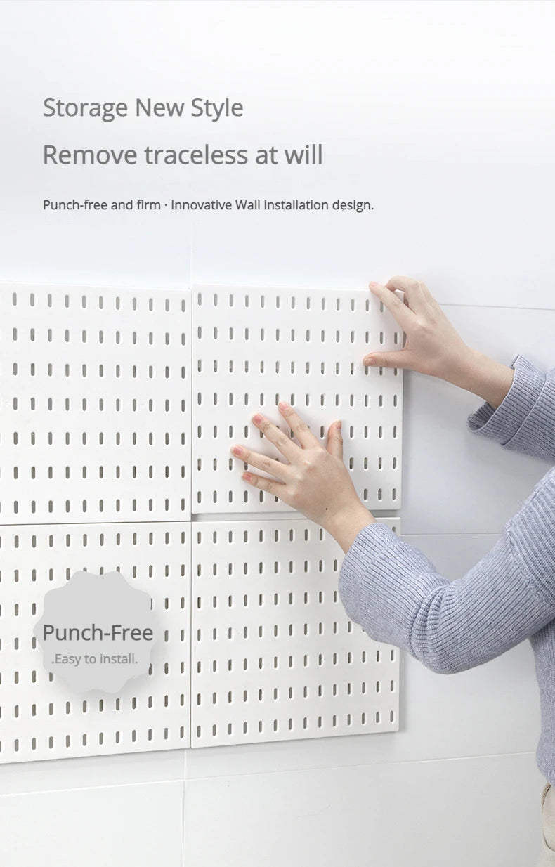 New DIY Pegboard Accessories Hanging Shelf Storage Hooks Wall Organizer No Punching Crafts Organization For Garage Kitchen Room