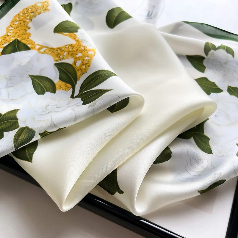 Silk Square Scarf for Women Sun Protection Luxury Shawl - Smarsty