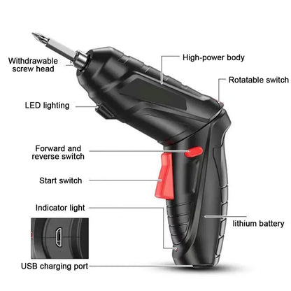 3.6V Electric Screwdriver Rechargeable Cordless Electric Drill Power Tool Set 1800mAh Lithium Battery Mini Household Screwdriver