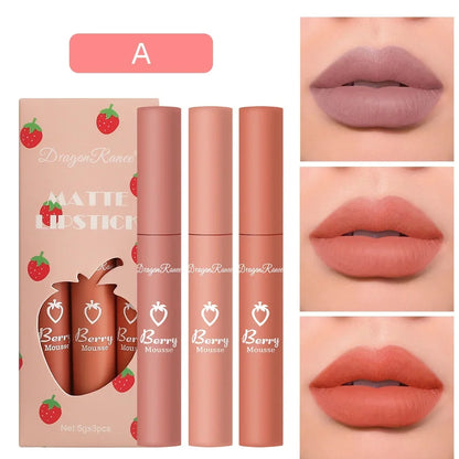 3 PCS Velvet Matte Lip Gloss Set for Hydration - Smarsty