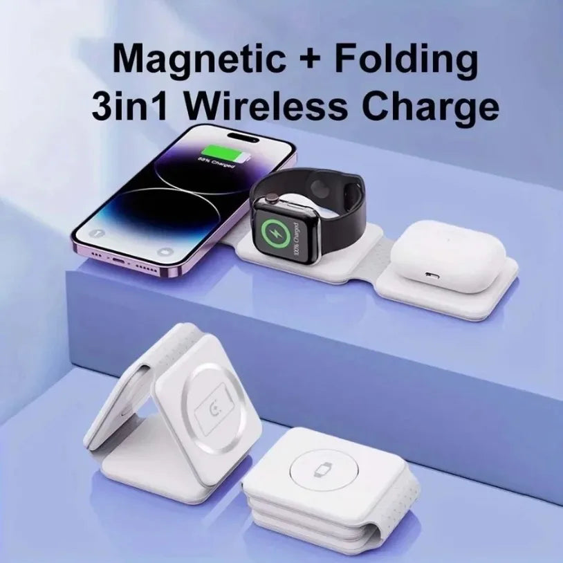 3 In 1 Wireless Charging Pad Foldable Desktop Charger - Smarsty