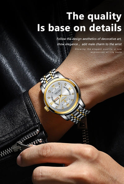 POEDAGAR Luxury Waterproof Men's Watch with Luminous Dial - Smarsty