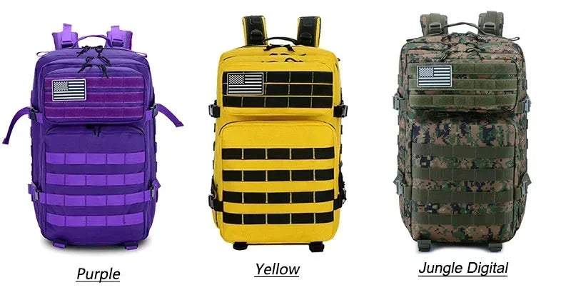 45L Tactical Backpack Large Capacity Outdoor Rucksack 3 Day Fitness Hiking Bag Hiking Camping Gear Backpacks - Smarsty