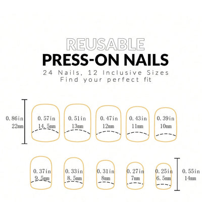 24pcs Black Square Press On Nails for Stunning Looks - Smarsty