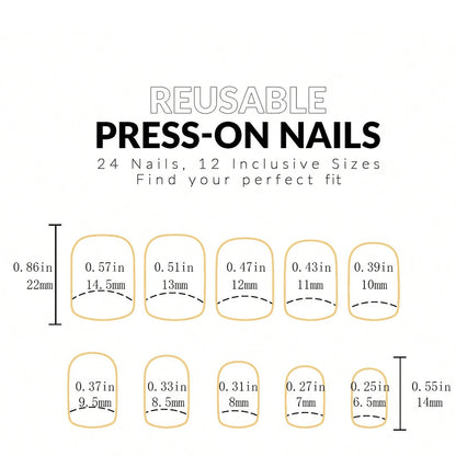 24pcs Black Square Press On Nails for Stunning Looks - Smarsty
