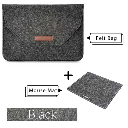 Wool Felt Laptop Sleeve 11 To 15.6 Inch With Mousepad