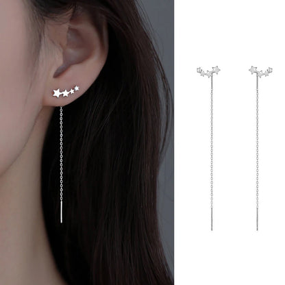 S925 Silver Tassel Drop Earrings for Women with Long Chains - Smarsty