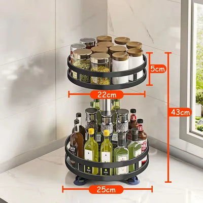 360°Rotation Spice Rack Organizer Jar Cans Non-Skid Storage Tray for Seasonings Kitchen storage rack Kitchen Accessories by Smarsty
