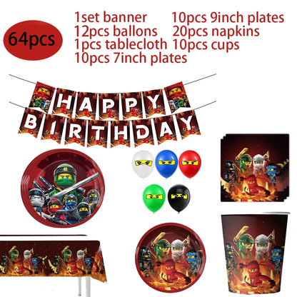 Ninja Theme Birthday Party Disposable Tableware Set - Smarsty