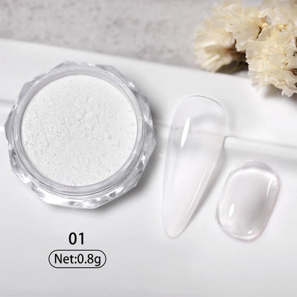 Aurora Pearl White Nail Glitter Powder for Stunning Designs - Smarsty