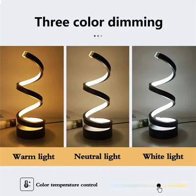 Dimmable LED Spiral Table Lamp for Modern Bedrooms - Smarsty