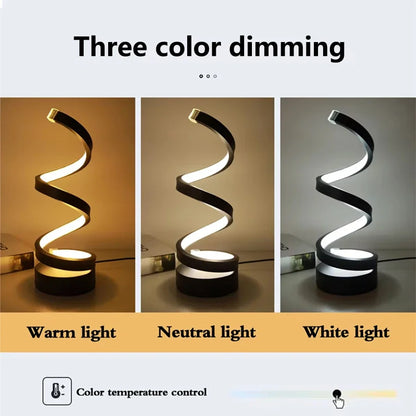 Dimmable LED Spiral Table Lamp for Modern Bedrooms - Smarsty