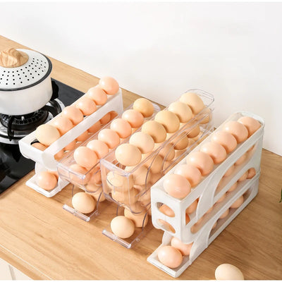 Automatic Roll-out Egg Storage Device Household Refrigerator Storage Box Egg Box Can Hold 30 Eggs High Quality Egg Rack Kitchen by Smarsty