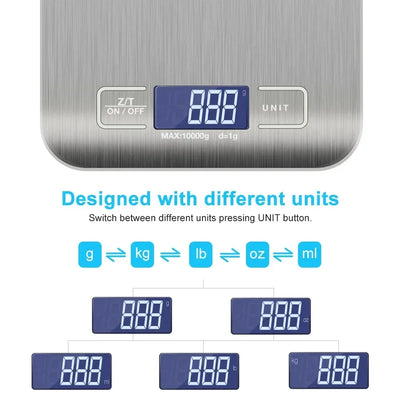 5kg/1g Digital Kitchen Scale LED Stainless Steel High-precision Electronic Scales Home Jewelry Food Weighing Baking Tools by Smarsty