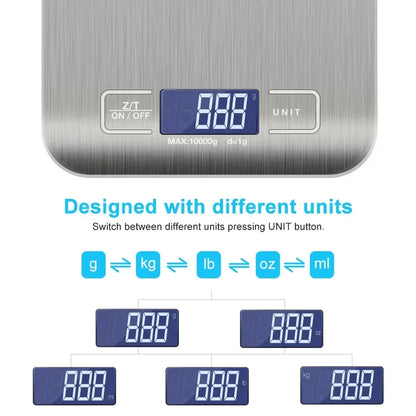 5kg/1g Digital Kitchen Scale LED Stainless Steel High-precision Electronic Scales Home Jewelry Food Weighing Baking Tools