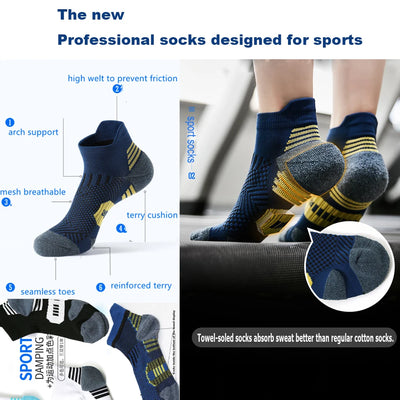 3Pair Professional Fitness Sports Socks Towel Bottom Non-Slip Running Socks Men Women Short Quick-Drying Basketball Training Sox - Smarsty