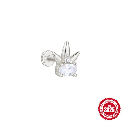 925 Silver Star Moon Zircon Stud Earrings Hypoallergenic - Smarsty